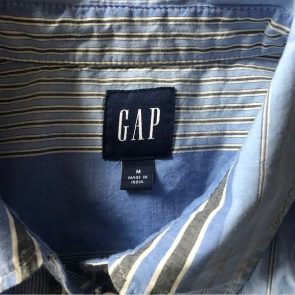 👛 (ANY 2/$35) GAP Unlined Blue-White Striped Tiered Shirt Dress - Picture 5 of 5